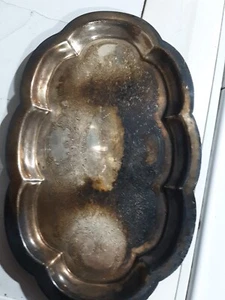 silver on copper opalite tray 9 1/2"  - Picture 1 of 4