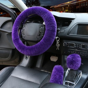 Purple Car Steering Wheel Cover Fur Thick Furry Fluffy Warm Winter Accessories