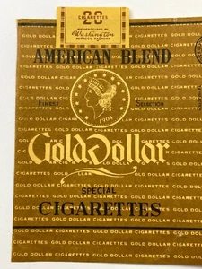 Paquete de cigarrillos vacíos usados de colección envoltura de etiquetas de papel dólar de oro Washington - Imagen 1 de 7