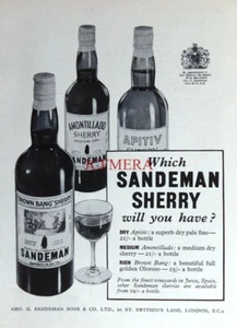 Vintage "SANDEMAN" Range of Sherries Print - Original 1957 ADVERT - Bild 1 von 1