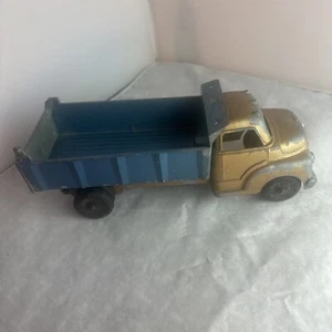 Structo 1950’s Pressed Steel Toy Gold & Blue 8”long Dump Truck Made In USA - Picture 1 of 19