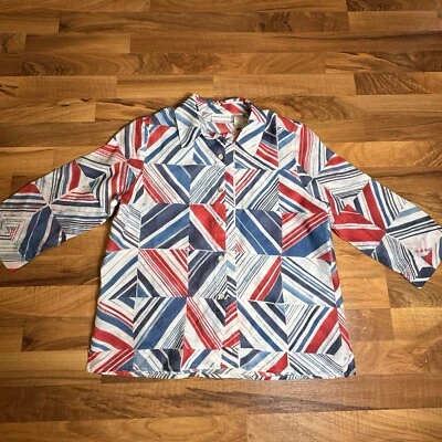 Camisa Alfred Dunner 12P Roja, Blanca y Azul Abotonada Semi Transparente SIN Camisola Foto 1 de 4