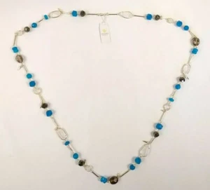 Kendra Scott Ruth Long Blue Aqua Teal Agate Gold Mix Long Necklace NWT $195 - Picture 1 of 11