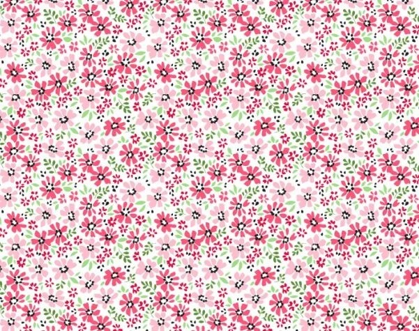 Baumwollstoff Blumenwiese weiß rosa Öko-Tex Meterware ab 50x160cm m/9,80€ - Bild 1 von 1