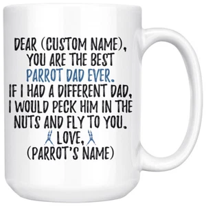 Personalisierte Papagei Papa Tasse, Papagei Männer Geschenke, Papagei Papa Tasse, Papageienbesitzer - Bild 1 von 8