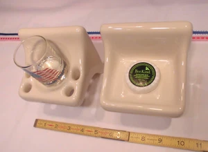 *Almond - Bone* Glossy Sink Set…Ceramic Soap Dish...Cup & Toothbrush holder, NEW - Picture 1 of 12
