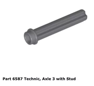 Lego 1x 6587 Dark Bluish Gray Technic, Axle 3 with Stud Set 7259 - Picture 1 of 1