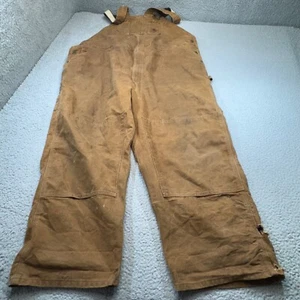 Carhartt Overalls Men 50x29 Brown Duck Bib Double Knee Canvas R06 Workwear - Picture 1 of 21