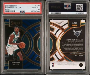 2023-24 Select Premier Level Blue Prizm Brandon Miller #130 Rookie RC PSA 10 Gem - Bild 1 von 1