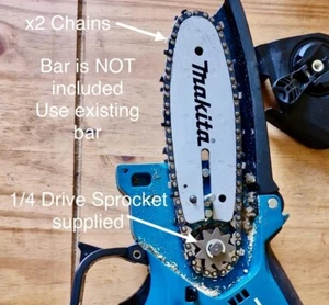 6"[15cm] Makita DUC150 1/4 .043[1.1mm] Conversion Kit x2 Chains + 1/4 Sprocket - Picture 1 of 5