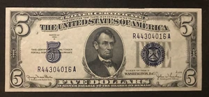 U.S. $5 Silver Certificate Fr 1654 Ch Unc 1934 D - Picture 1 of 2