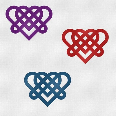 EASY * 2 DMC Colors*Double Celtic Knot HEARTS Counted Cross Stitch Pattern - Image 1 of 4