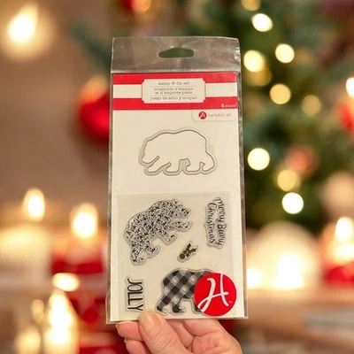 Beary Bear Navidad sello transparente y troquel de Hampton Art SC0740 ¡NUEVO! Foto 1 de 4