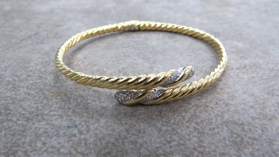 David Yurman 18K желтое золото ивы бриллиант кабель обход браслет 28,8 грамм - Изображение 1 из 4