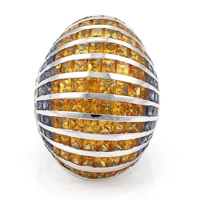 Diamond Gold Ring 18kt White Gemstone Oval Dome Style - Image 1 of 4