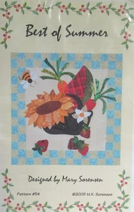 Best of Summer Applique Fruit Sunflower Bee Basket Quilt Pattern 54 M K Sorenson - Picture 1 of 2