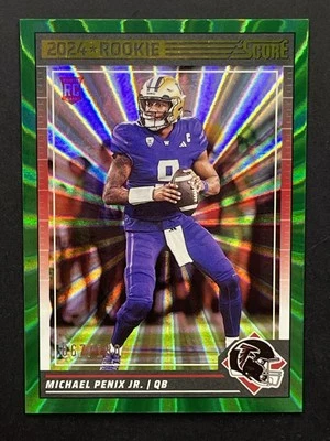 2024 Panini Score Michael Penix Jr. Green Spokes /180 Rookie RC #323 Falcons - Image 1 of 2