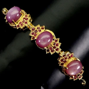 925 Sterling Silver Bracelet Oval Ruby 10x8mm Natural Gemstone Jewelry 9inches - Picture 1 of 13