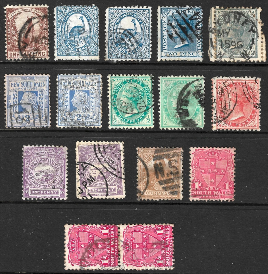 Estado australiano - Nueva Gales del Sur 16 estampillas usadas un precio. Foto 1 de 1