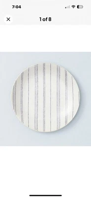 Plato de aperitivo de gres a rayas envejecidas One Hearth & Hand azul/crema agria Foto 1 de 2