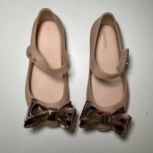 Mini Melissa Toddler Girl's Pink Rose Gold Peep Toe Bow Jelly Shoes Size 11 - Picture 1 of 11