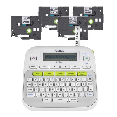 P-Touch, PTD210, Easy-to-Use Label Maker Bundle (4 Label Tapes Included), Whi... - Image 1 of 4