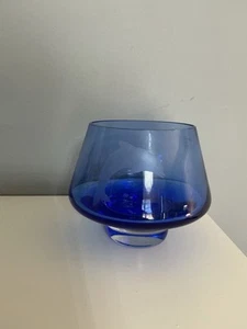 Cuenco de cristal azul cobalto vintage 105 mm de alto - Imagen 1 de 3