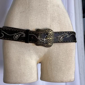 BORDADO Envejecido MARRÓN Cuentas Estilo Retro Años 70 Vaquera Western Boho Talla M - Imagen 1 de 12