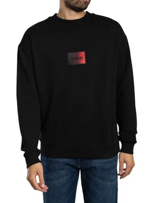 HUGO Men's Danotop Boxed Logo Sweatshirt, Black - Image 1 of 4