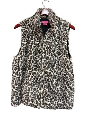 Chaleco Betsey Johnson Y2K Imitación Piel Estampado Leopardo Grande Foto 1 de 4