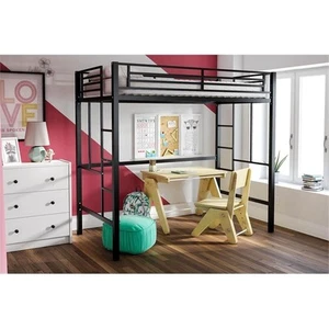 Your Zone Brittain Twin Metal Loft Bed in Black - Picture 1 of 14