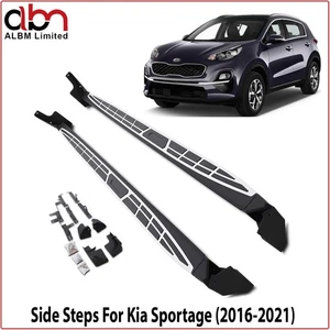 ALUMINIUM RUNNING BOARD SIDE STEPS FOOT RAILS FOR KIA SPORTAGE 2016-2021 - Picture 1 of 9