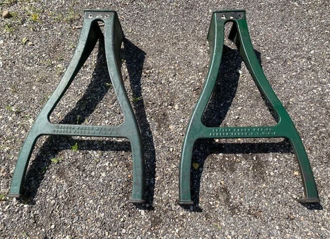 Antique Vintage Industrial Seneca Falls Lathe Embossed Cast Iron Legs Table Desk Cover