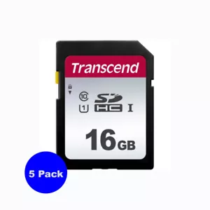5 Pack Transcend 16GB Class 10 SDHC Memory for Canon, Nikon, Fuji SLR Cameras - Picture 1 of 3