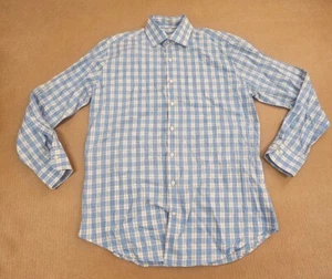 Peter Millar Langarmshirt weiß blau kariert geknöpft Herren Gr.-Lg neu ohne Etikett - Bild 1 von 8