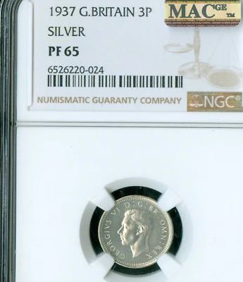 1937 GREAT BRITAIN  3P 3 PENCE NGC PF65 PQ MAC SPOTLESS * - Image 1 of 2