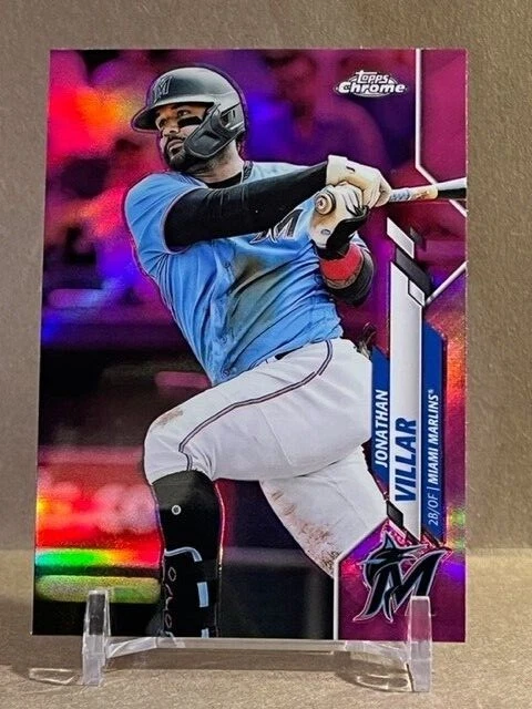 2020 Topps Chrome Update Jonathan Villar Pink Refractor Card Miami Marlins U-13  - Image 1 of 2