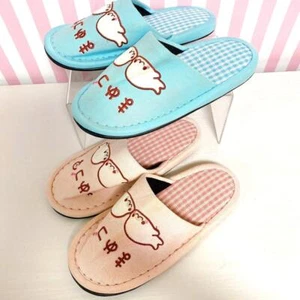 San-X Mamegoma Hausschuhe Zimmer Schuhe Set 2 rosa blau Meerestiere kariert Kawaii JP - Bild 1 von 24