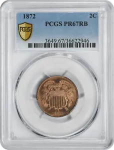 1872 Two Cent Piece PR67RB PCGS - Picture 1 of 4