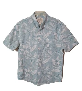 Hawaiian Shirt Men Sz Lg light Blue Button Down Surf Beach Palm Tree Cruise Boat - Picture 1 of 8