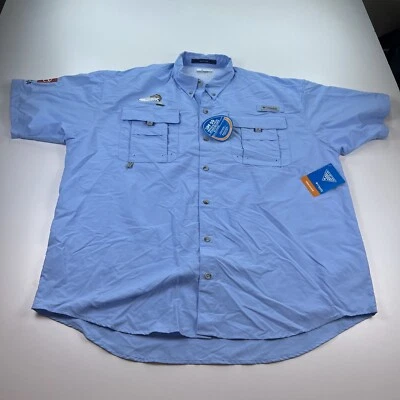 NEW Columbia PFG  Bahama Button Up Shirt Mens Extra Large XL Blue Fishing - Image 1 of 4