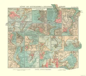 Mapa Náutico - Puertos del Mar Mediterráneo Océano Índico - Perthes 1914 - 25,96 x 23 - Imagen 1 de 20