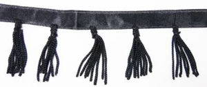 Chainette Fringe - 1.75 "Black Tassel Thread Yarn Shawl Fringe Sewing Dance Lamp - Imagen 1 de 3