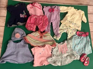 American Girl Bitty Baby Girl Clothes & Shoes Romper Dresses Sweater Lot Of 13 - Picture 1 of 9