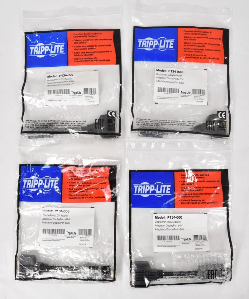 Лот (4) Tripp Lite P134-000 дисплей порт DP x DVI видео адаптер M x F - Изображение 1 из 4