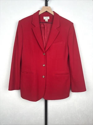 Blazer LL Bean de lana de cachemir para mujer 18 rojo clásico vintage 3 bolsillos con botones Foto 1 de 4