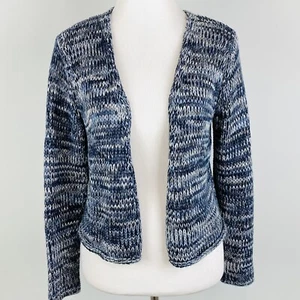 J Jill Cardigan Sweater Womens Medium Blue Chunky Knit Long Sleeve Open Front - Picture 1 of 10