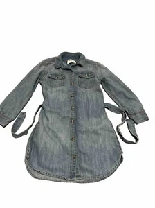 Old Navy Denim Shirt Dress Girls Size Small 6 Long Sleeve Button Up Blue Jean - Picture 1 of 7