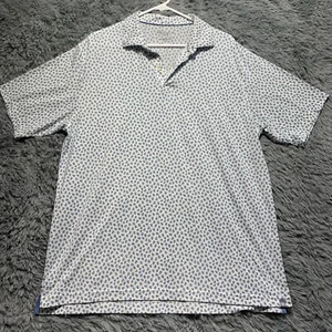 Polo Peter Millar junto al mar para hombre L blanco azul tortugas marinas rendimiento de golf - Imagen 1 de 6