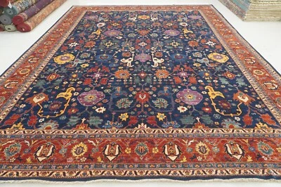 12 x 15 ft Navy Blue Bidjar Afghan Hand Knotted Wool Transitional All Over Rug - Image 1 of 4